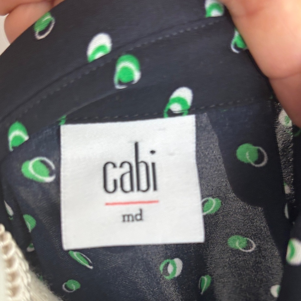 CAbi Black Blouse with Green Polka Dots - Picture 2 of 5